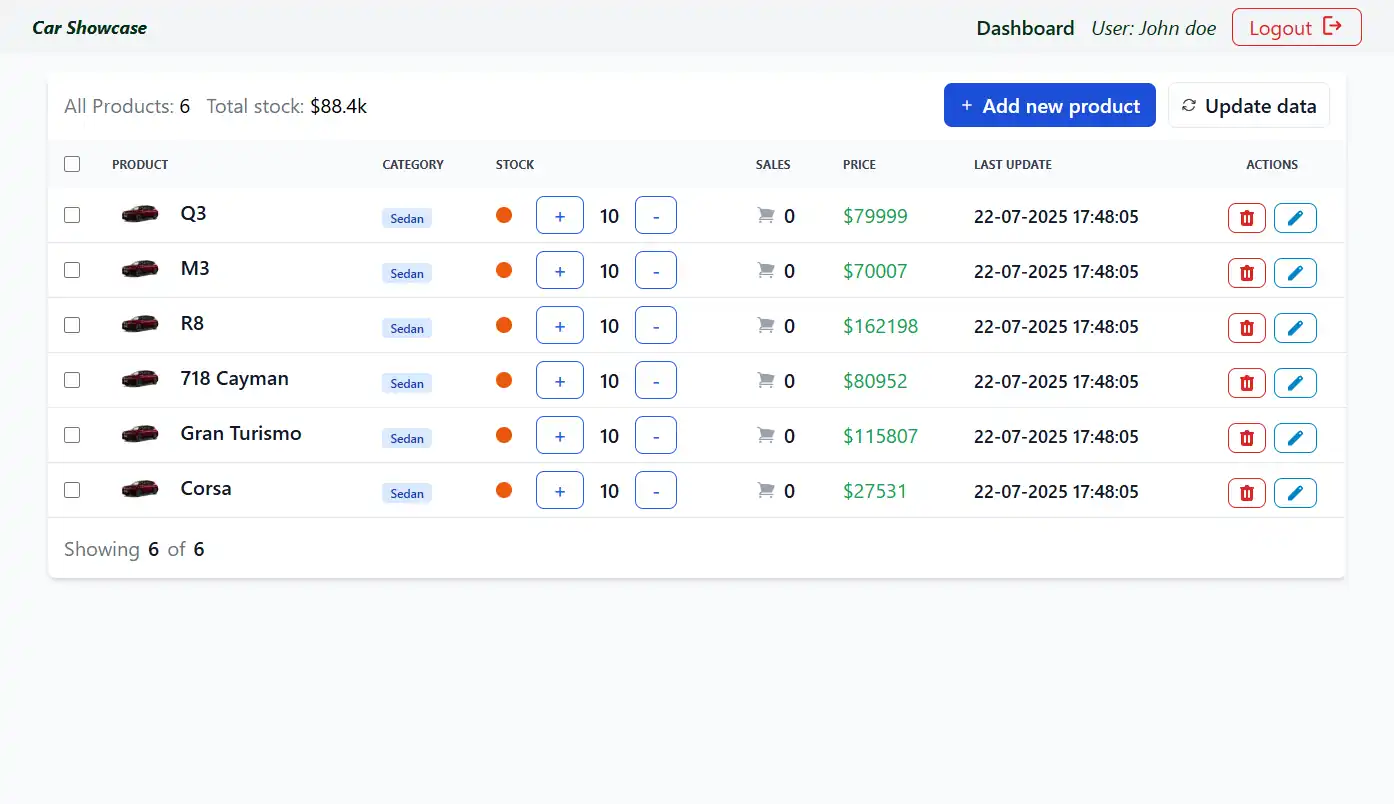 Imagen del proyecto Cars Management Fullstack App